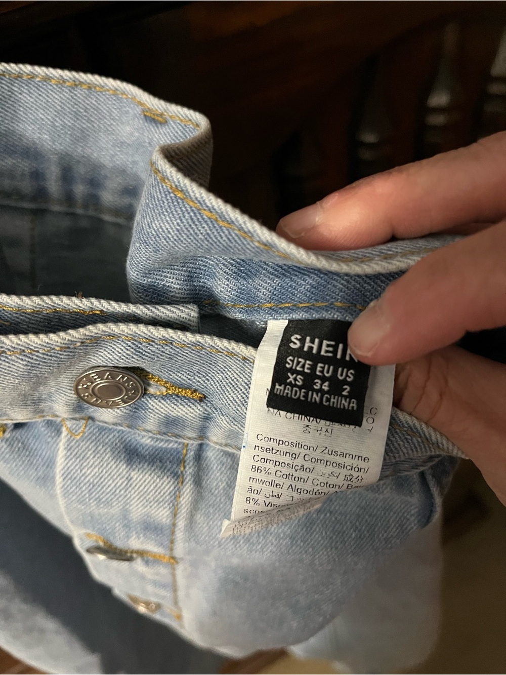 Light Blue Button-Front Denim Midi Skirt - Picture 4 of 5